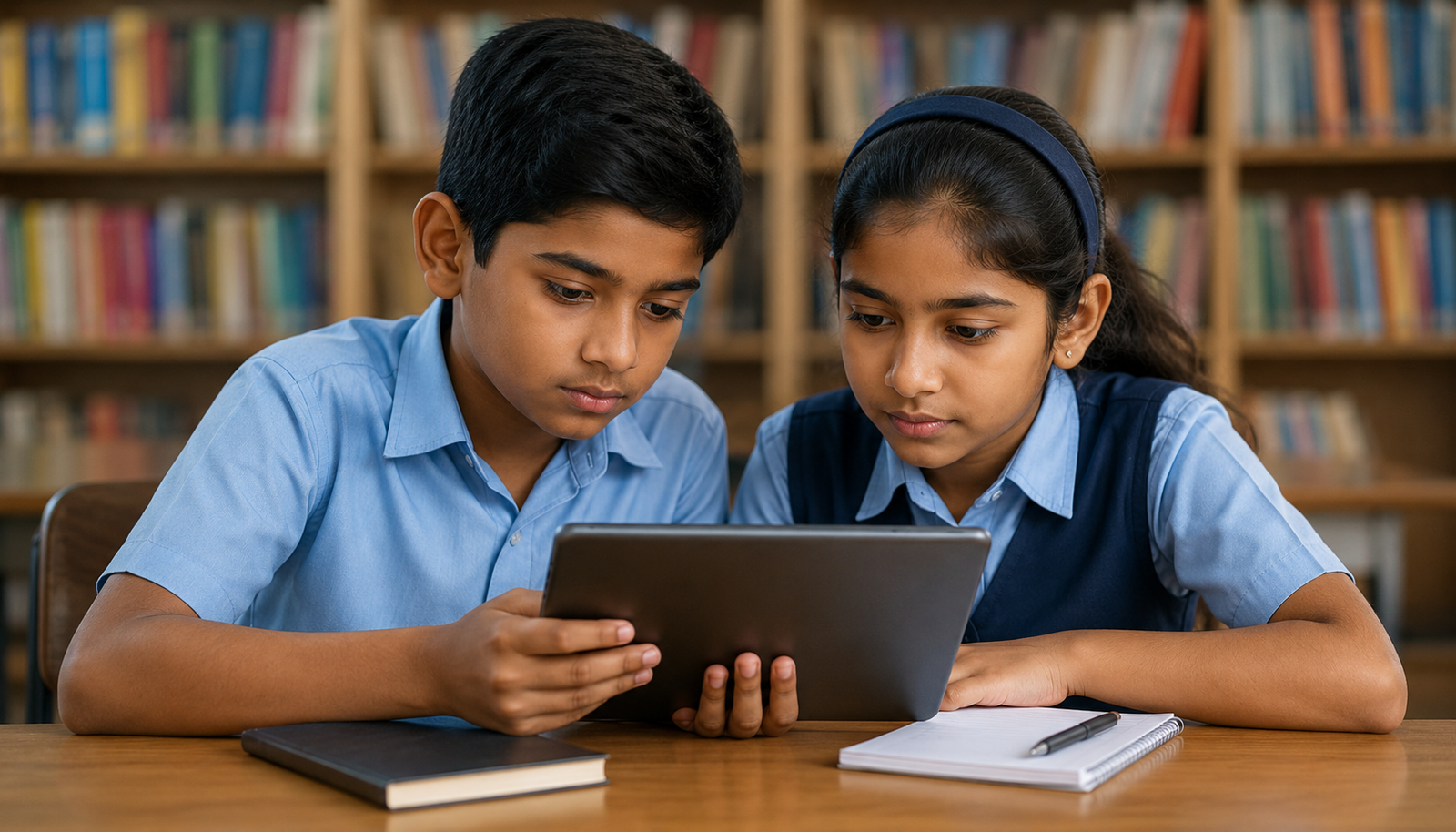 Students using digital learning technology