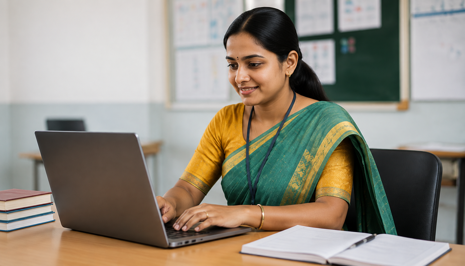 Teacher using digital learning tools