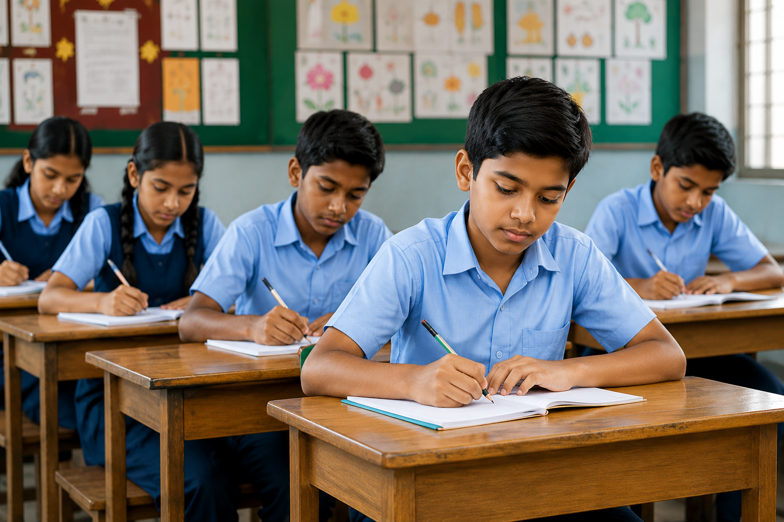 Students learning in a classroom